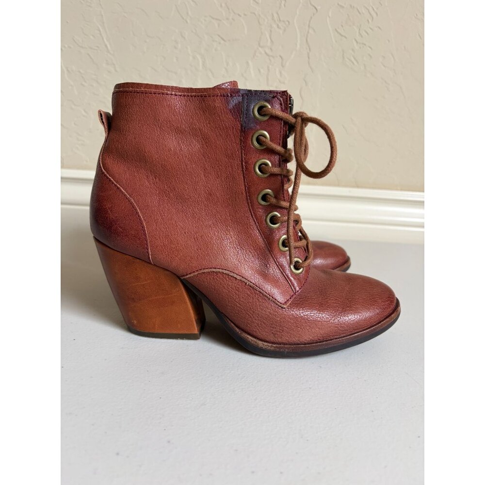KORK-EASE Kalpana Brown Leather Ankle Booties US 6.5 Granny Boho Steampunk